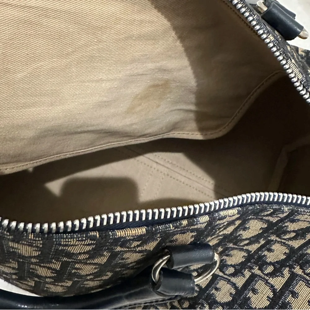 Vintage dior blue and Tan Monogram bowling / Boston bag! - Picture 14 of 15